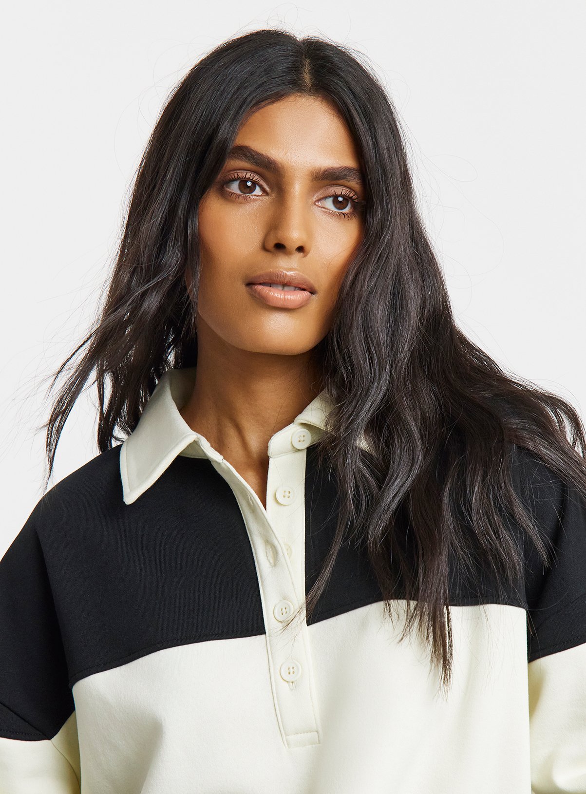 SIMPLY BE Polo Sweatshirt With Stripe Panel 24 - Image 4 thumbnail